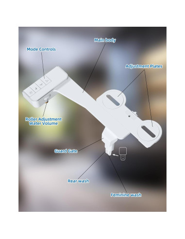 Bidet Mecánico Hibbent para Inodoro Doble Boquilla Blanco