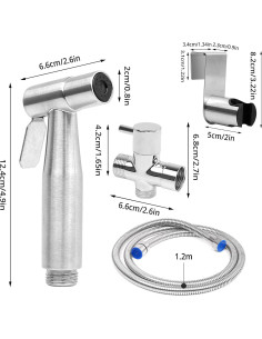 Rociador de Bidet de Mano Wellehomi Acero Inoxidable Ajustable 2