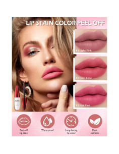 Set de Tinte Labial Peel Off LYSdefeu - 3 Piezas Rosa Mate 2