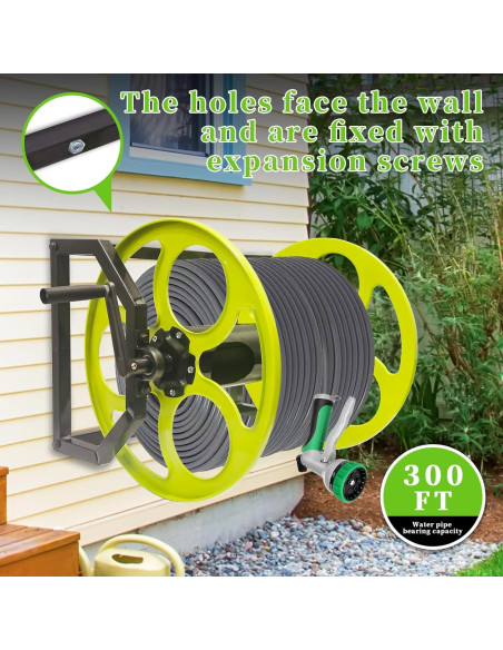 Carrete de Manguera de Jardín CXCESNS 300 Pies Montaje Pared