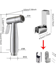 Rociador de Bidet de Mano ABSOK Acero Inoxidable 45g 2