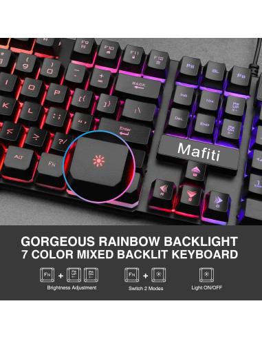 Combo Teclado y Ratón Mafiti RK101 USB Retroiluminado RGB