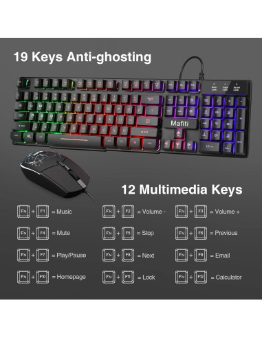 Combo Teclado y Ratón Mafiti RK101 USB Retroiluminado RGB