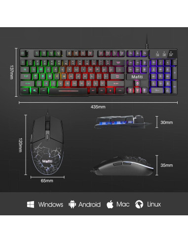 Combo Teclado y Ratón Mafiti RK101 USB Retroiluminado RGB