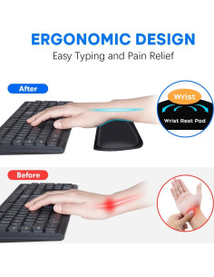 Almohadilla para Muñeca de Teclado QINGLER 2 Pack Ergonómica 2