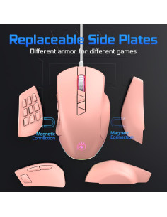 Ratón Gaming ROYALAXE MS901 14 Botones RGB Ergonomico Rosa 2