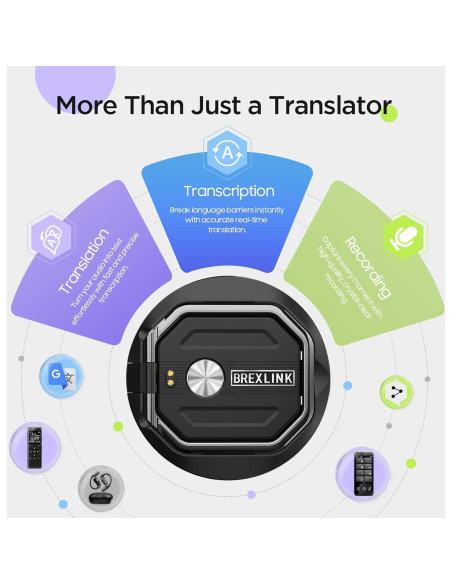 Traductor Grabador AI 3-en-1 BrexLink 140+ Idiomas