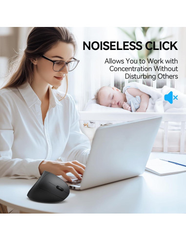 TECKNET Ratón Ergonómico Vertical Inalámbrico 4800 DPI - Negro