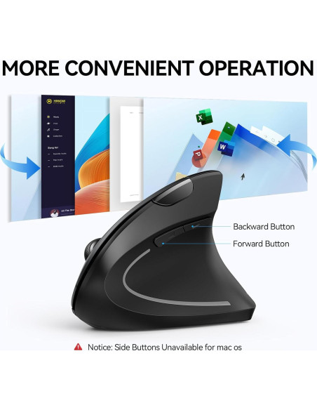 TECKNET Ratón Ergonómico Vertical Inalámbrico 4800 DPI - Negro