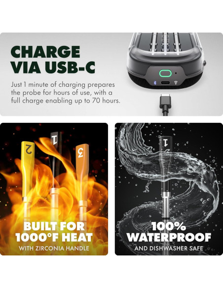 Termómetro de Carne Inalámbrico CHEF iQ Sense 3 Probes