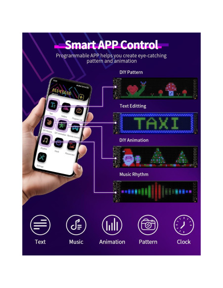 Cartel LED Desplazable SUNLINKCO 8.89x17.78cm Control APP