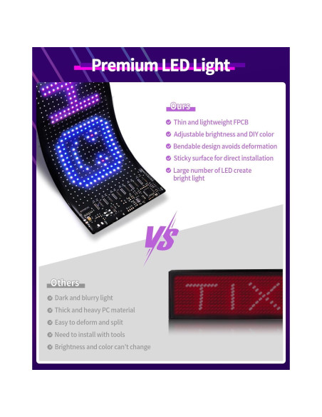 Cartel LED Desplazable SUNLINKCO 8.89x17.78cm Control APP