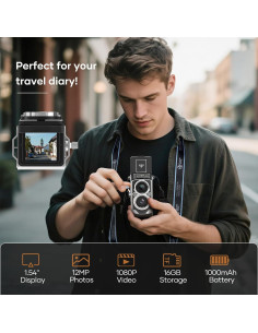 Cámara Digital Vintage iTwano M1 12MP FHD 1080P con 16GB 2