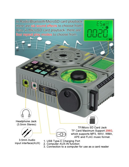 Radio Portátil ZHIWHIS ZWS-A320 Bluetooth AM/FM/SW/VHF