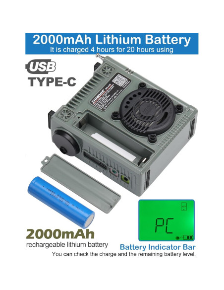 Radio Portátil ZHIWHIS ZWS-A320 Bluetooth AM/FM/SW/VHF