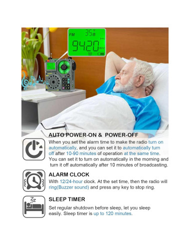 Radio Portátil ZHIWHIS ZWS-A320 Bluetooth AM/FM/SW/VHF