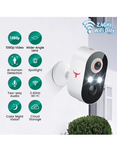 Cámara de Seguridad Inalámbrica Botmelt 1080P Exterior AI