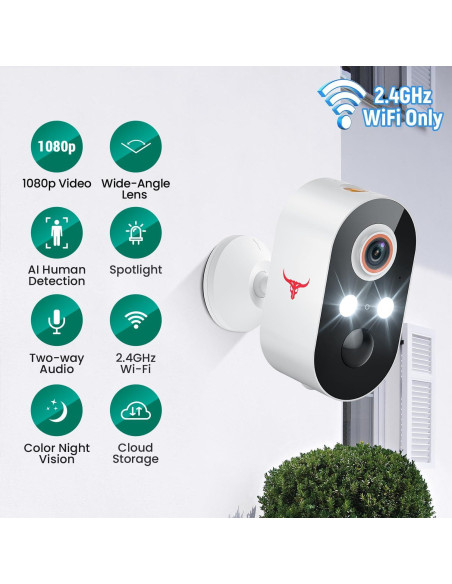 Cámara de Seguridad Inalámbrica Botmelt 1080P Exterior AI