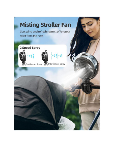 Ventilador de Cochecito Wavmill con Nebulización 6000mAh Ventilador de Cochecito Wavmill con Nebulización 6000mAh