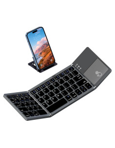 Teclado Bluetooth Plegable Rock&Rown con Touchpad - Gris