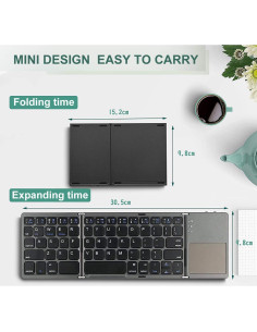 Teclado Bluetooth Plegable Rock&Rown con Touchpad - Gris 2