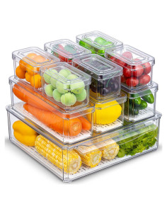 Organizadores de Refrigerador KUMD - Paquete de 10 Apilables