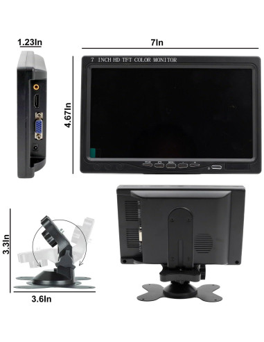 Monitor Portátil 7" IPS 1024x600 HDMI VGA Altavoces
