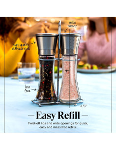 Conjunto de Molinillos de Sal y Pimienta Willow & Everett - Manuales de Acero Inoxidable 2