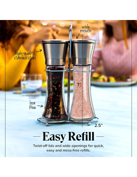 Conjunto de Molinillos de Sal y Pimienta Willow & Everett - Manuales de Acero Inoxidable