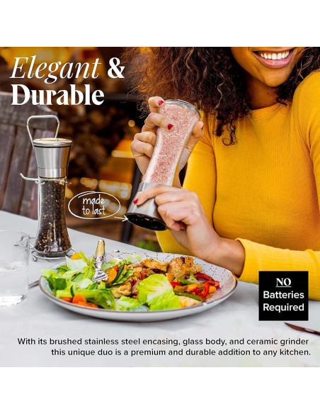 Conjunto de Molinillos de Sal y Pimienta Willow & Everett - Manuales de Acero Inoxidable