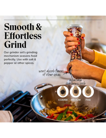 Conjunto de Molinillos de Sal y Pimienta Willow & Everett - Manuales de Acero Inoxidable