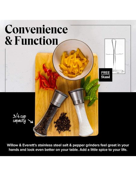 Conjunto de Molinillos de Sal y Pimienta Willow & Everett - Manuales de Acero Inoxidable