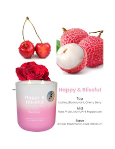 Vela Aromática M&SENSE de Soja 400g Lichi Cereza Rosa 2