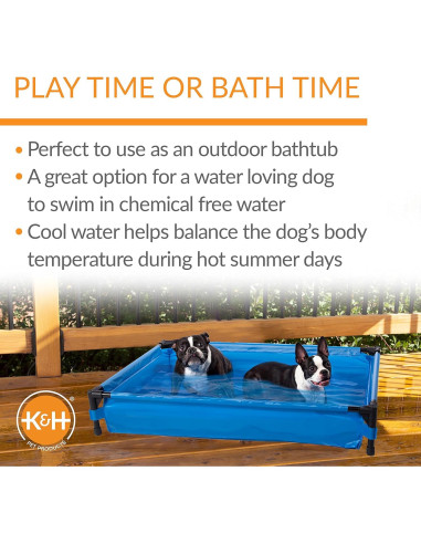 Piscina Portátil para Perros K&H Grande 107x76 cm Azul