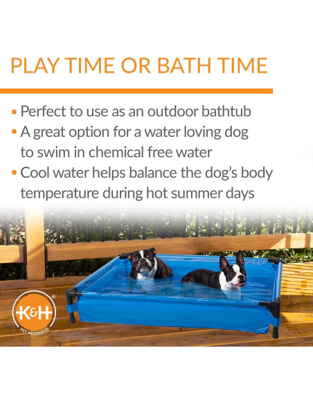 Piscina Portátil para Perros K&H Grande 107x76 cm Azul