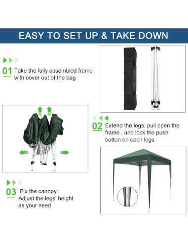 Carpa Pop Up Baisha 200x200cm Impermeable UV Verde