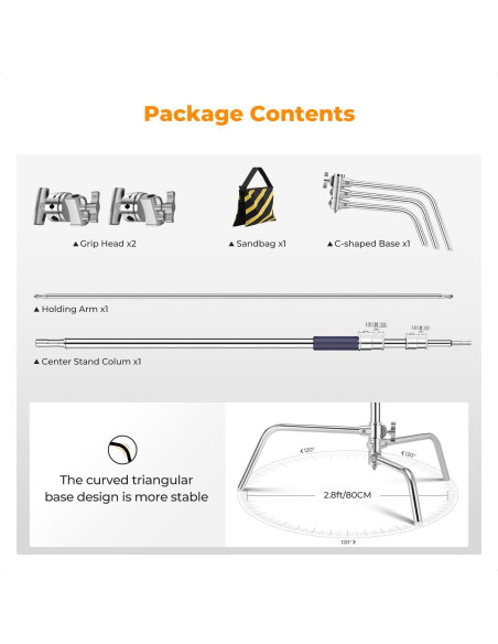 Soporte de Luz Fotográfica K&F Concept 330cm Ajustable 20kg Soporte de Luz Fotográfica K&F Concept 330cm Ajustable 20kg