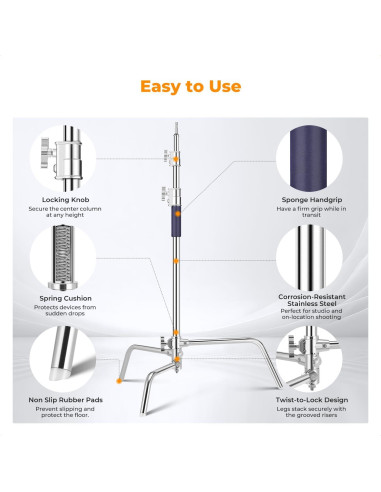 Soporte de Luz Fotográfica K&F Concept 330cm Ajustable 20kg