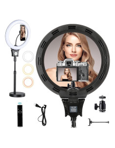 Luz de Anillo LED 30 cm Foto&Tech Regulable Tricolor con Soporte