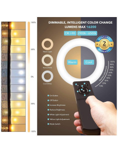 Luz de Anillo LED 30 cm Foto&Tech Regulable Tricolor con Soporte 2