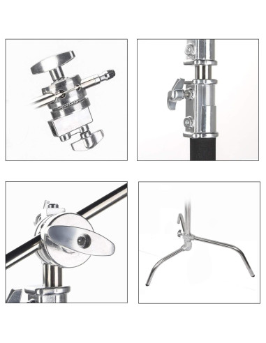C-Stand Metal EACHSHOT 330cm con Brazo 106cm para Estudio
