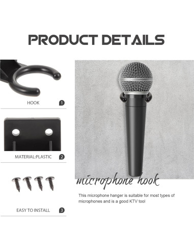 Soporte de Micrófono Montaje en Pared Milisten 12 Pcs Negro