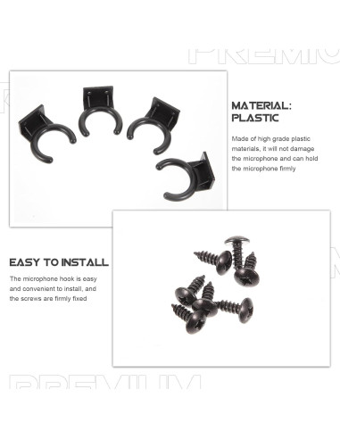 Soporte de Micrófono Montaje en Pared Milisten 12 Pcs Negro