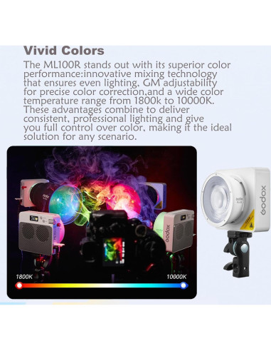 Godox ML100R Luz LED RGB 110W Control App 1800K-10000K