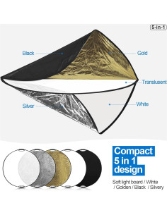 Reflector de Luz 5 en 1 Wellmaking 110cm Plegable con Adaptador 2
