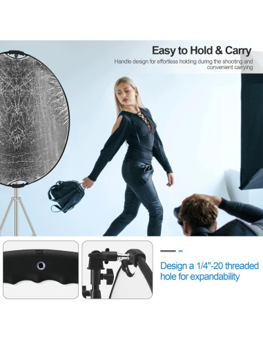 Reflector de Luz 5 en 1 Wellmaking 110cm Plegable con Adaptador