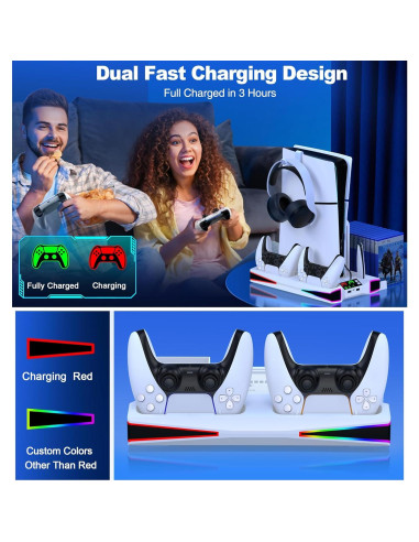 Soporte de Enfriamiento Kawaye PS5 Slim con Cargador Doble