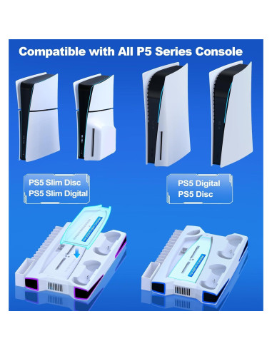 Soporte de Enfriamiento Kawaye PS5 Slim con Cargador Doble