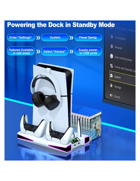 Soporte de Enfriamiento Kawaye PS5 Slim con Cargador Doble