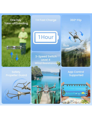 Dron HOFMOC HM-01 con cámara 4K, plegable y RC, 35 min vuelo